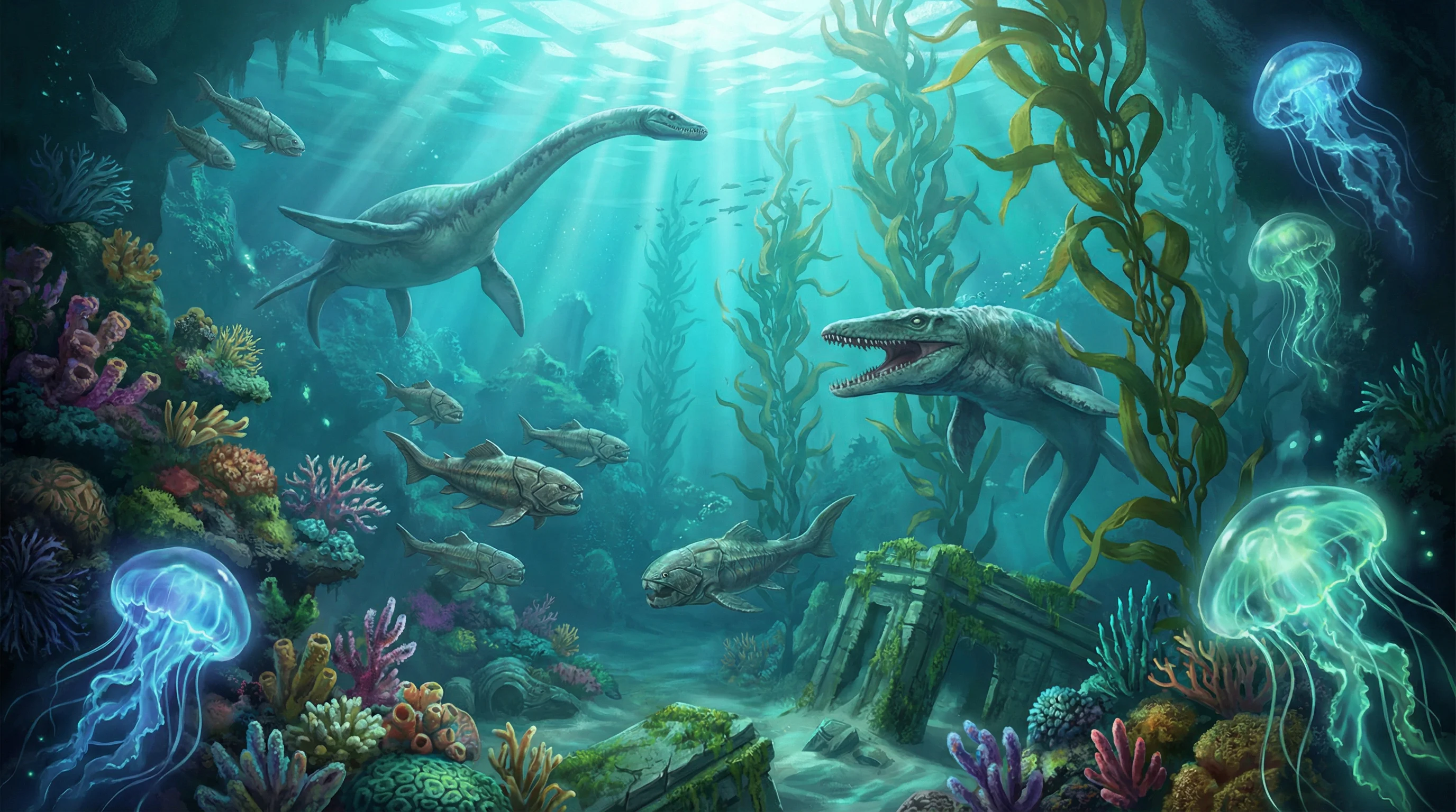 史前深海中的远古海兽，侏罗纪棋牌探险营 天下棋牌 摄影展作品